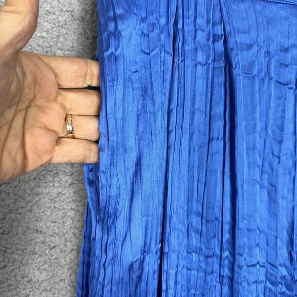 HOUSE OF HARLOW 1960 Satin Pants Wide Leg‎ Blue  Size Medium Elastic Waist NWOT - Picture 4 of 10